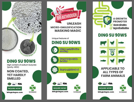 Butirato de sodio 90% sin olor y sin recubrimiento para acuicultura